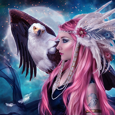 Mädchen mit Adler